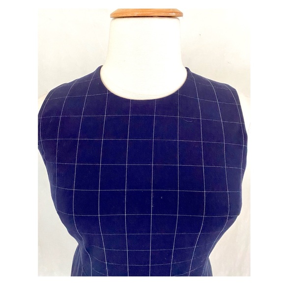 Ann Taylor Sleeveless Navy Tattersall Plaid Dress - Picture 4 of 11